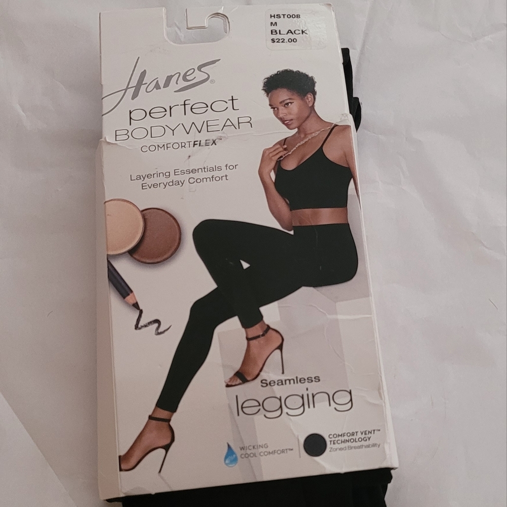 Hanes Seamless Leggings Perfect bodywear ComfortFlex Medium Black